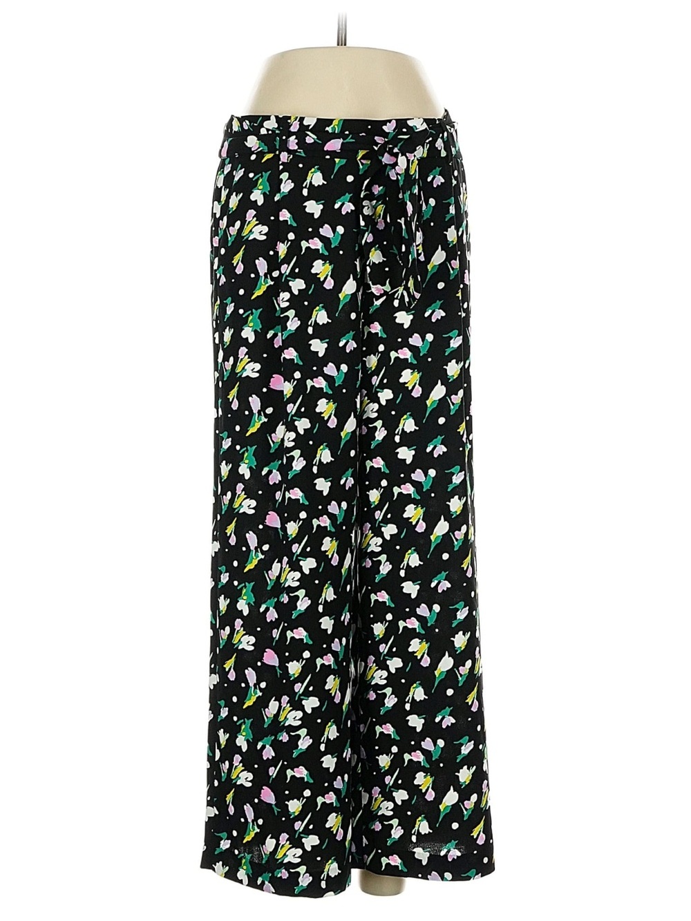 Halogen Black Wide-Leg Floral Print Pants